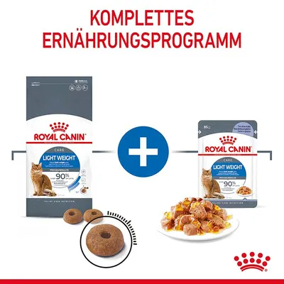 Royal Canin Light Weight Care Trocken- und Nassfutter für Katzen. Komplettes Ernährungsprogramm mit 90% nachgewiesener Wirksamkeit zur Gewichtskontrolle.