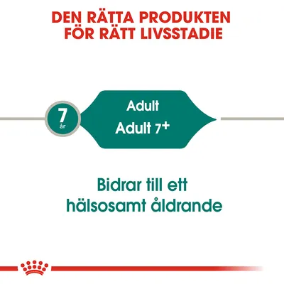 Den rätta produkten för rätt livsstadie. 7 år. Adult, Adult 7+. Bidrar till ett hälsosamt åldrande.