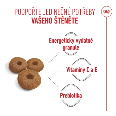 Abrazek granulí s popisky: energeticky bohaté granule, vitaminy C a E, prebiotika. Abrazek granulí s popisky: energeticky bohaté granule, vitaminy C a E, prebiotika.