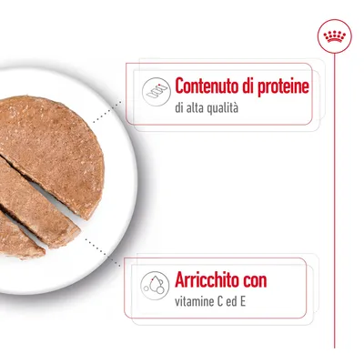 Contenuto di proteine di alta qualità. Arricchito con vitamine C ed E.