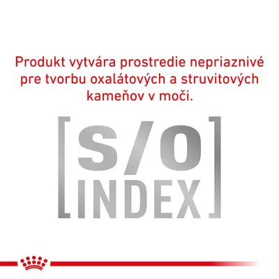 Produkt vytvára prostredie nepriaznivé pre tvorbu oxalátových a struvitových kameňov v moči. s/o INDEX