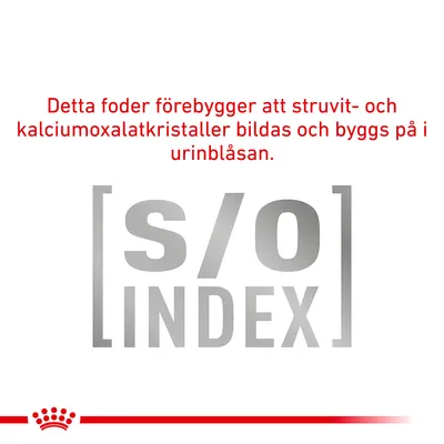 Detta foder förebygger att struvit- och kalciumoxalatkristaller bildas och byggs på i urinblåsan. [s/o] INDEX