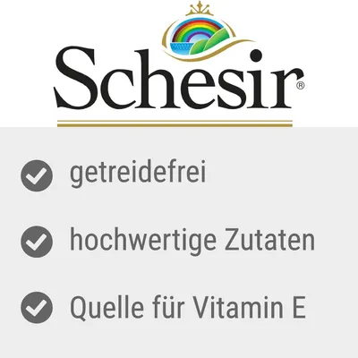 Schesir. Senza cereali, ingredienti di alta qualità, fonte di vitamina E.