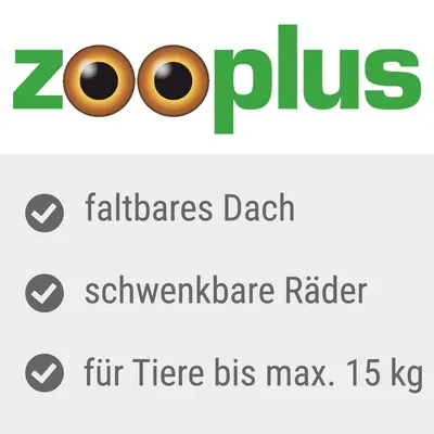 Zooplus. Faltbares Dach, schwenkbare Räder, für Tiere bis max. 15 kg.
