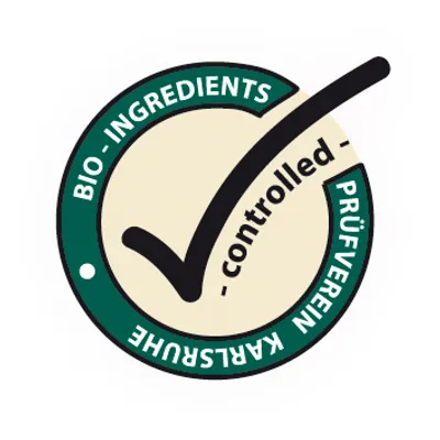 Prüfverein Kontrollsiegel: Økologiske ingredienser kontrolleret.
