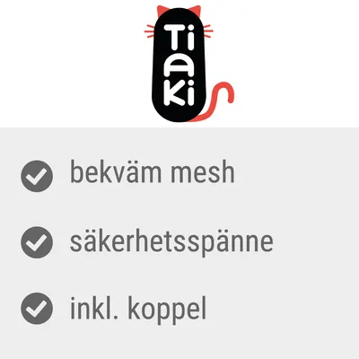 Tiaki. Bekväm mesh, säkerhetsspänne, inkl. koppel.