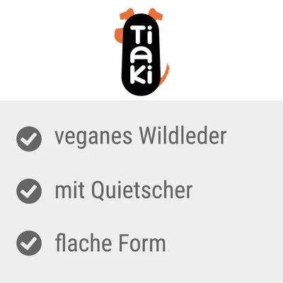Tiaki. Vegansk ruskind, med pivelyd, flad form.