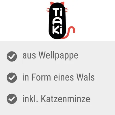 Tiaki. Aus Wellpappe, in Form eines Wals, inkl. Katzenminze.