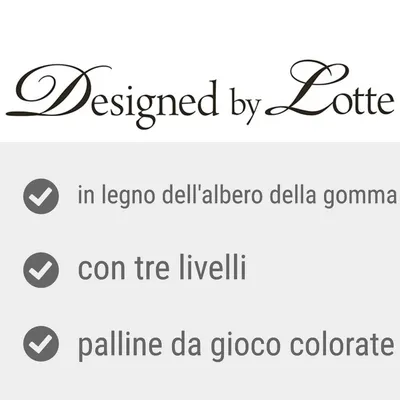 Designed by Lotte, in legno dell'albero della gomma, con tre livelli, palline da gioco colorate