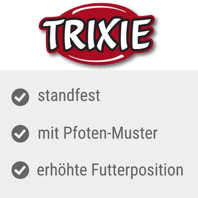 Trixie. Standfest, mit Pfoten-Muster, erhöhte Futterposition.