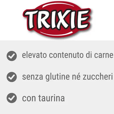 TRIXIE, elevato contenuto di carne, senza glutine né zuccheri, con taurina