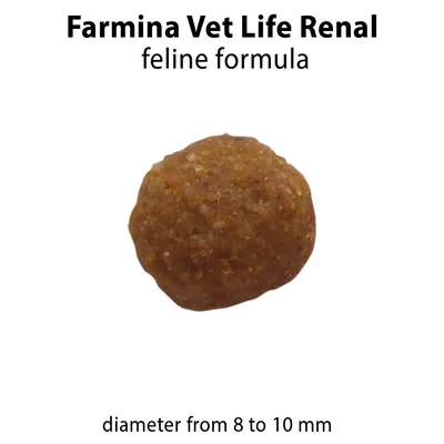 Farmina Vet Life Renal fórmula felina. Diámetro de 8 a 10 mm.