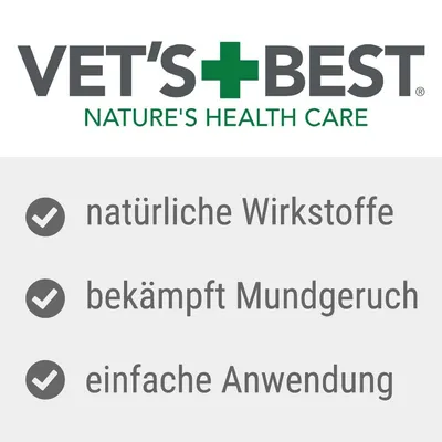 Vet's Best. Natürliche Wirkstoffe, bekämpft Mundgeruch, einfache Anwendung.