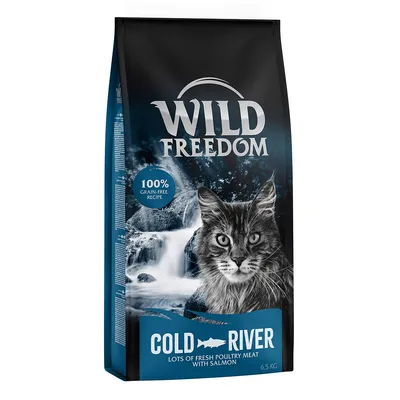 Wild Freedom Cold River kissanruoka, 100 % viljaton resepti, tuoretta siipikarjanlihaa ja lohta, 6,5 kg pakkaus.