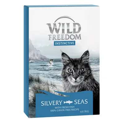 Wild Freedom Instinctive Silvery Seas с прясна риба, 100% беззърнеста рецепта, опаковка с 6 x 70 г.
