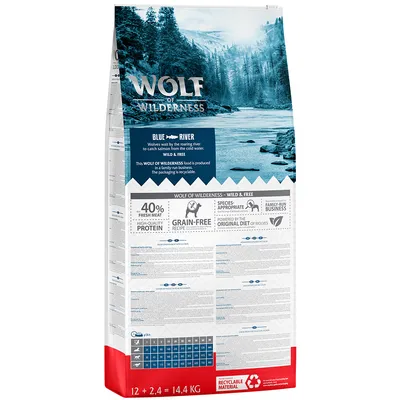 12 + 2,4 kg gratis! 14,4 kg Wolf of Wilderness - Graanvrij 12 + 2,4 kg gratis! 14,4 kg Wolf of Wilderness - Graanvrij
