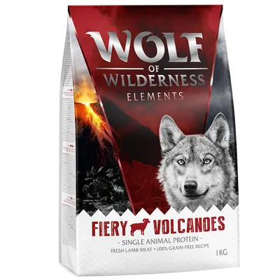 Wolf of Wilderness Elements Fiery Volcanoes, proteina animale singola, carne fresca di agnello, ricetta 100% senza cereali, 1kg.