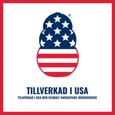 Tillverkad i USA med ingredienser från hela världen.
