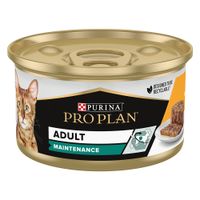 Scatoletta Purina Pro Plan Adult per gatti, confezione da 48x85g, con immagine di un gatto e testo visibile sulla confezione.
