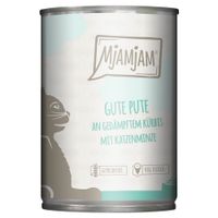 MjAMjAM - premium natvoer voor katten - hartig wild & konijn met fruitige bosbessen, pak van 6 (6 x 400 g), graanvrij met extra vlees
