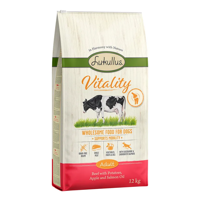 Lukullus Vitality Apoyo a la movilidad Sin Cereales con vacuno - 2 x 12 kg - Pack Ahorro