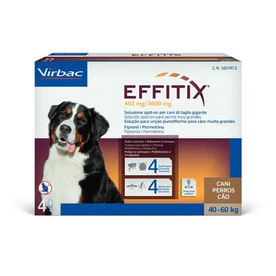 Effitix solución spot-on para perros 40-60 kg - 8 pipetas (8 x 6,6 ml)  Effitix solución spot-on para perros 40-60 kg - 8 pipetas (8 x 6,6 ml)
