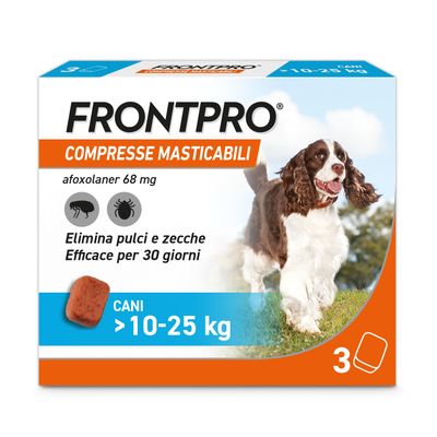 Frontline FRONTPRO compresse masticabili per cani 10-25 kg 3 compresse (68 mg)