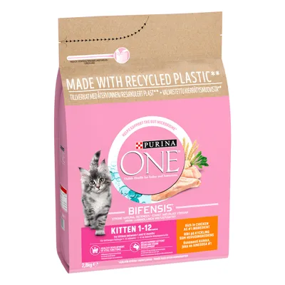 PURINA ONE Junior / Kitten Chicken & Whole Grains Dry Cat Food - Multibuy: 2 x 2.8kg