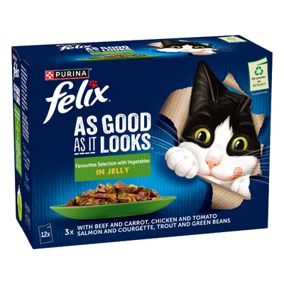 Felix As Good As It Looks 12 x 85g - Favourites Selection with Vegetables in Jelly Felix As Good As It Looks 12 x 85g - Favourites Selection with Vegetables in Jelly