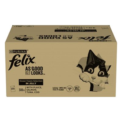 Felix As Good As It Looks Mega Pack 120 x 85g Ocean Feasts Selection in Jelly