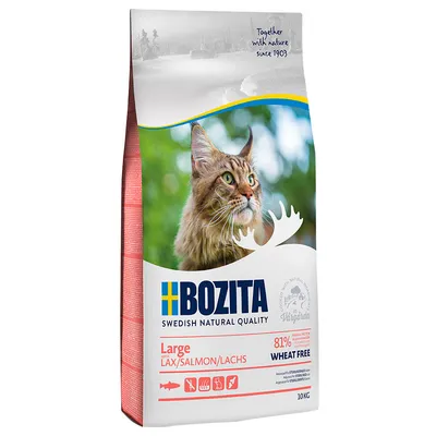 Bozita nourriture pour chats Large au saumon, 81 % de protéines animales, sans blé, 10 kg. Swedish Natural Quality. Together with nature since 1903.