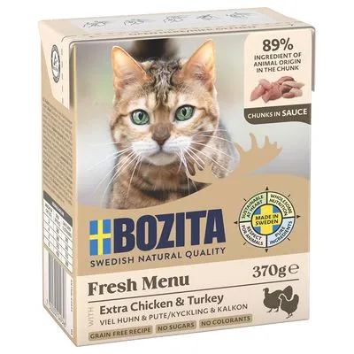 Bozita Tetra stukjes in Saus 6 x 370 g Kattenvoer - met Kip & Kalkoen