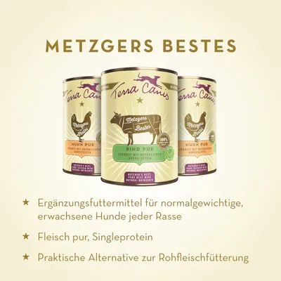 Terra Canis Metzgers Bestes 6 x 400 g pour chien - pur poulet
