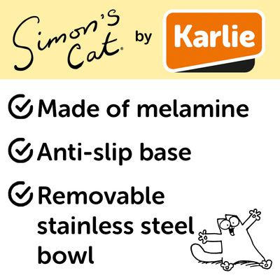 Grauer Futternapf mit Katzendesign und rutschfestem Boden, aus Edelstahl.