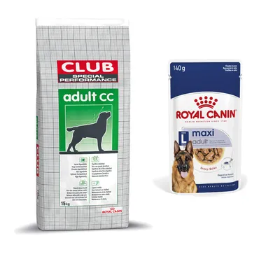 Royal Canin Club Dry Dog Food + Royal Canin Wet Dog Food - 15% off! * - CC Adult - Weight Maintainance (15kg) + Maxi Adult in Gravy (10 x 140g) Royal Canin Club Dry Dog Food + Royal Canin Wet Dog Food - 15% off! * - CC Adult - Weight Maintainance (15kg) + Maxi Adult in Gravy (10 x 140g)