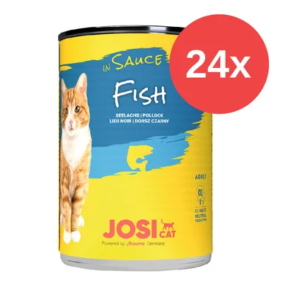 JosiCat Adult Nassfutter in Sauce mit Seelachs, klimaneutrale Produktion. Packung enthält 24 Dosen.
