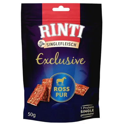 Rinti Singlefleisch Exclusive Ross Pur, fără cereale, 1 singură proteină, pachet de 50g.