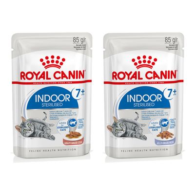 Sparpaket Royal Canin Pouch 24 x 85 g Mix: Indoor Sterilised 7+ in Soße + Gelee