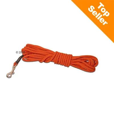 Longe orange en corde avec mousqueton métallique, étiquette « Top Seller » visible en haut à droite de l’image.