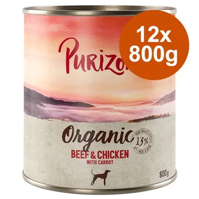 Purizon Organic Beef & Chicken met wortel, 12x800g blik, 13% eiwit, 800g, hondensymbool zichtbaar