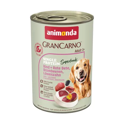 animonda GranCarno Adult Single Protein Superfoods 6 x 400 g - hovädzie + červená repa, černice, púpava