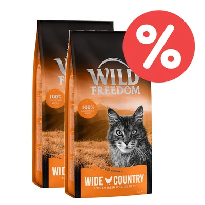 Wild Freedom Wide Country Katzenfutter, 100% getreidefreie Rezeptur, 6,5 kg. Rabatt-Symbol sichtbar.