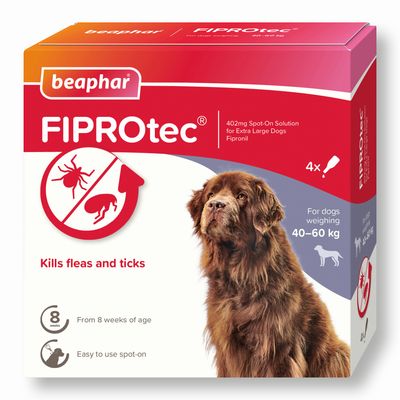 beaphar FIPROtec® Flea & Tick Spot-on For Dogs - XL (>40kg) 4 pipettes