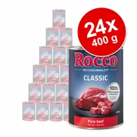 Rocco Classic -säästöpakkaus 24 x 400 g - mix: naudanliha, lohi, kana, poro