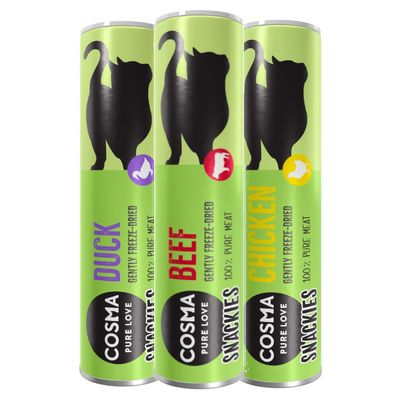 Miješano probno pakiranje: Cosma grickalice 70 g, 3 vrste (piletina, pačetina, govedina)