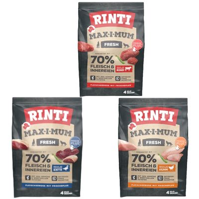 Kombi-Paket RINTI Max-i-mum 3 x 4 kg Rind + Huhn + Ente