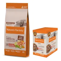  Nature's Variety 12 kg pienso + 4 x 150 / 300 g comida húmeda ¡gratis! - No Grain Adult Medium/Maxi Salmón 12 kg + No Grain Paté Med/Maxi 4 x 300g