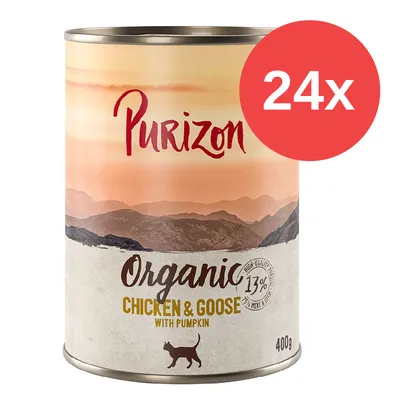 Purizon Organic Chicken & Goose mit Kürbis, 400g Dose, 24x Packung. 13% Fleischanteil, geeignet für Katzen. Purizon Organic Chicken & Goose mit Kürbis, 400g Dose, 24x Packung. 13% Fleischanteil, geeignet für Katzen.