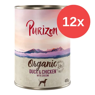 Purizon Organic Duck & Chicken mit Zucchini, 400g Dose, 12x Packung. 13% Protein, 67% Fleisch und Innereien.