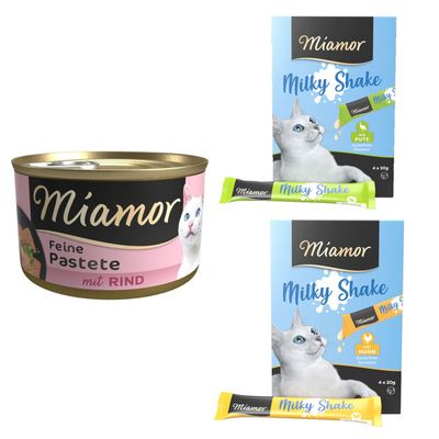 Miamor Pastete, 24 x 85 g + Miamor Milky Shake: indyk, 4 x 20 g i kurczak, 4 x 20 g gratis!